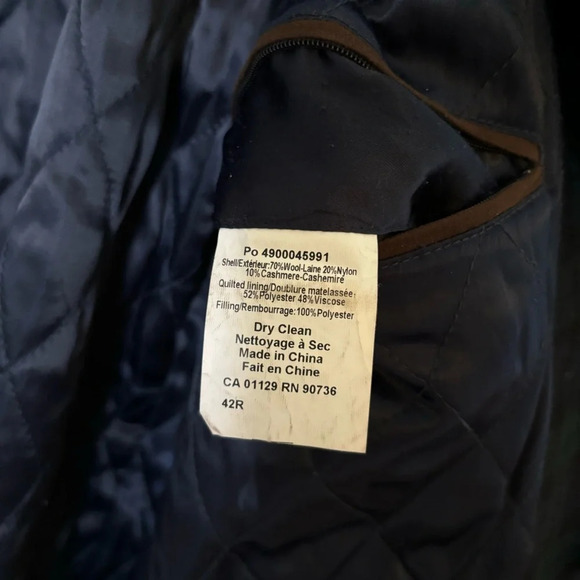 Vintage Chaps Ralph Lauren Wool Cashmere Tartan Duffle Coat Green Navy Blue 42 - Picture 6 of 6